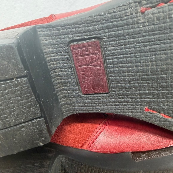 FLY London Red Leather Suede Ankle Boots Buckle Accent Women's Size 38 - Picture 13 of 13